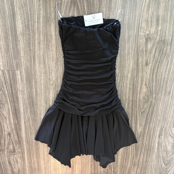 Windsor Flouncin' Around Strapless Ruffle Mini Dress Black XS NEW - Picture 3 of 5